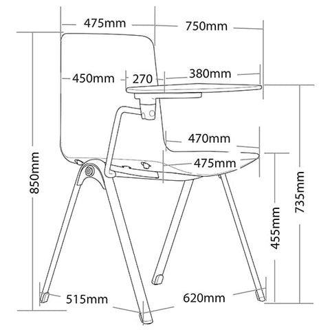 Image of Aria School Office Stackable Chairs With Tablet Arm