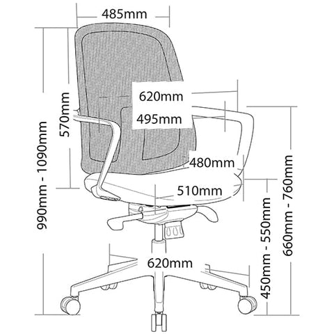 Image of Dela Mesh Lumbar Back Office Chair