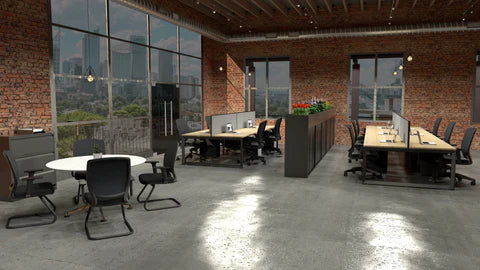 Image of Rapid Infinity 8 Person Double Sided Desk With Screens