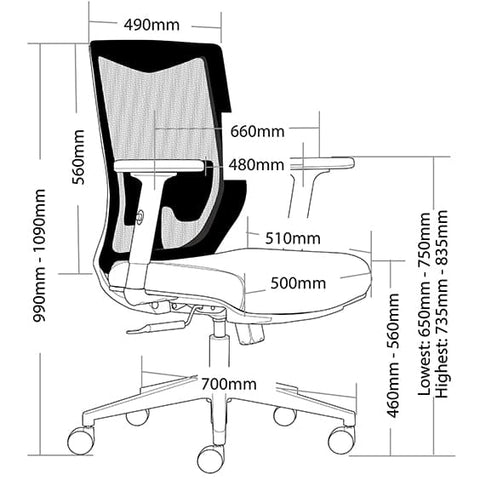 Image of Gibbs Ergonomic Task Chair with Arms and Butterfly Mechanism