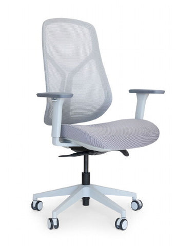 Image of Modern Grey Ergonomic Office Mesh Chair with 3-Way Adjustable Arms