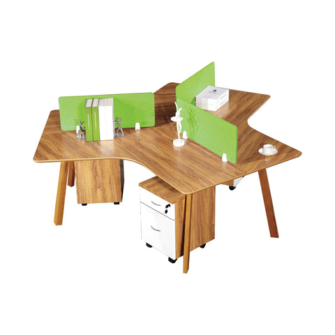 Image of Arbor 3 Person WorkStation American Walnut with Solid Timber Legs