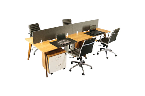 Image of Arbor 4 Person WorkStation Hot Desk American Walnut