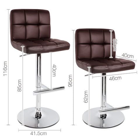 Image of Artiss Set of 2 PU Leather Bar Stools - Chocolate - Buy Online Now At Active Offices