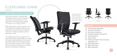 Image of Cleveland Mid Back Ergonomic Office Desk Chair