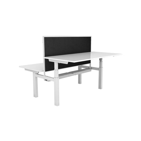 Image of Rapid Back to Back Double Electric Height Adjustable Standing Desks with Privacy Screen - Buy Online Now At Active Offices
