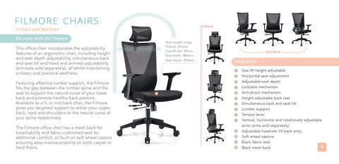 Image of Filmore Mid Back Ergonomic Office Desk Chair