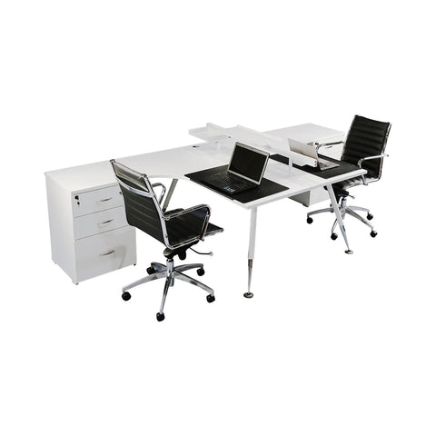 Image of Fleet 2 Person Back to Back Corner Workstation Desk With Drawers