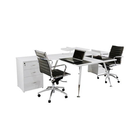 Image of Fleet 2 Person Back to Back Corner Workstation Desk With Drawers