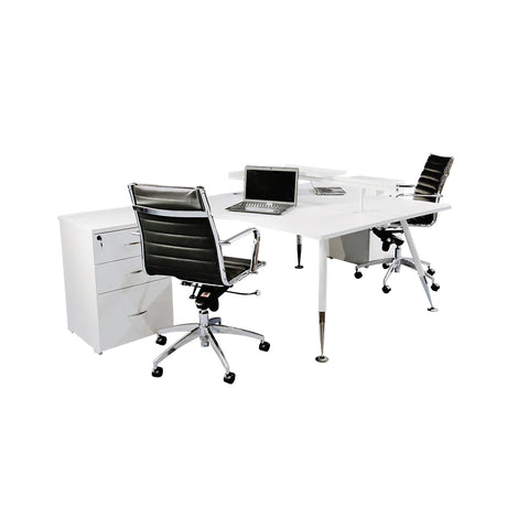 Image of Fleet 2 Person Back to Back Corner Workstation Desk With Drawers