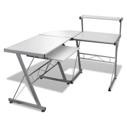Image of Corner L Shape Metal Pull Out Table Office Study Desk - Buy Online Now At Active Offices