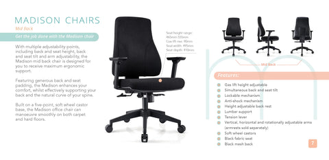 Image of Ergonomic Madison Mid Back Office Chair