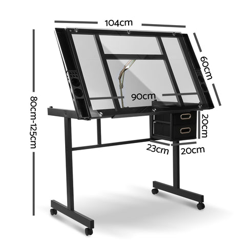 Image of Artiss Adjustable Glass Drawing Desk - Buy Online Now At Active Offices