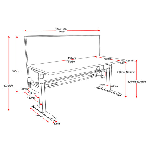 Image of BOOST Light Electric Motorised Height Adjustable Standing Desk