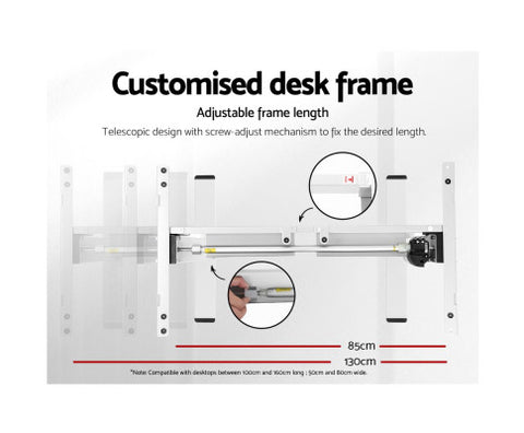 Image of Motorised Electric Adjustable Desk Frame White