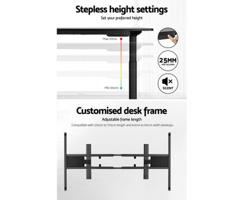 Image of Electric Motorised Automatic High Adjustable Standing Desk Frame 125kg