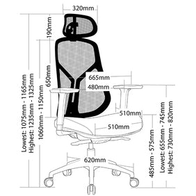 Image of Modern Grey Ergonomic Office Mesh Chair with 3-Way Adjustable Arms