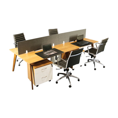 Image of Arbor 4 Person WorkStation Hot Desk American Walnut