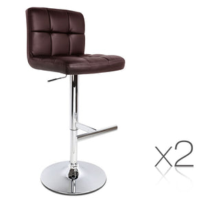 Artiss Set of 2 PU Leather Bar Stools - Chocolate - Buy Online Now At Active Offices