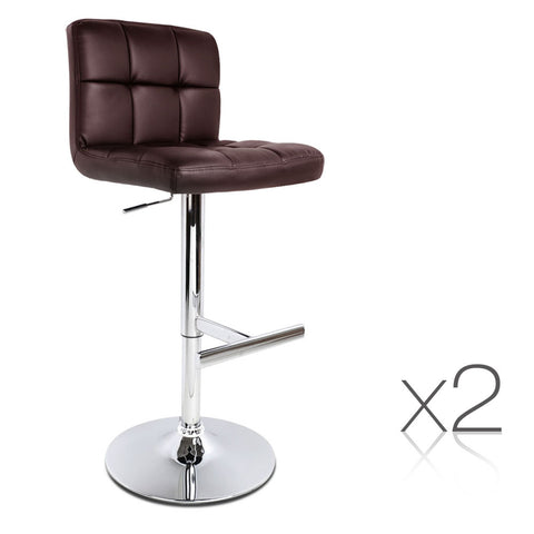 Image of Artiss Set of 2 PU Leather Bar Stools - Chocolate - Buy Online Now At Active Offices