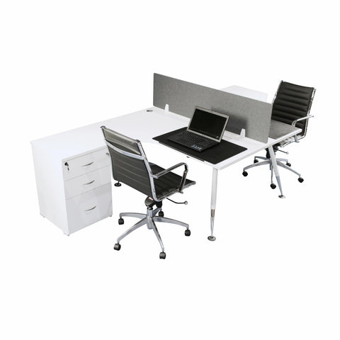 Image of Fleet 2 Person Back to Back Corner Workstation Desk With Drawers