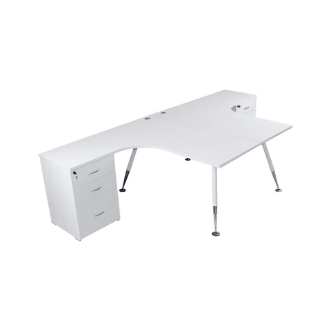 Image of Fleet 2 Person Back to Back Corner Workstation Desk With Drawers