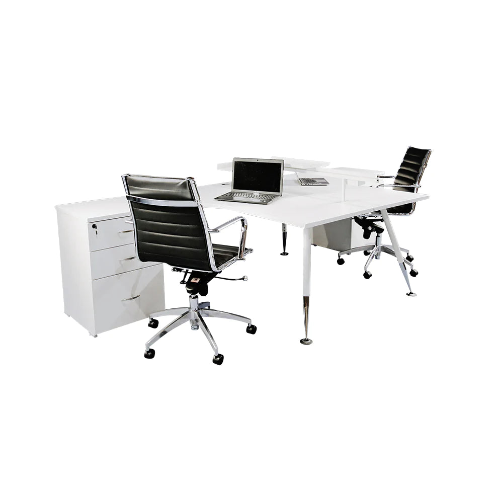 Fleet 2 Person Back to Back Corner Workstation Desk With Drawers