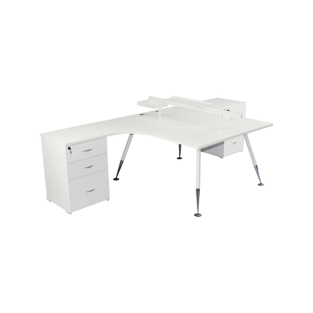 Fleet 2 Person Back to Back Corner Workstation Desk With Drawers