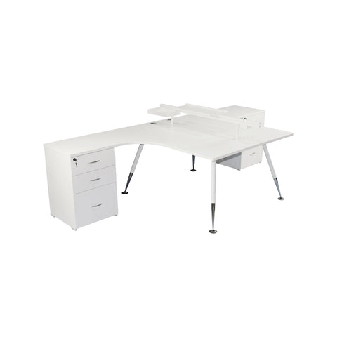 Image of Fleet 2 Person Back to Back Corner Workstation Desk With Drawers