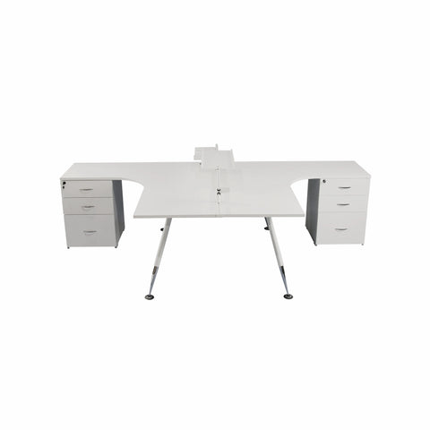 Image of Fleet 2 Person Back to Back Corner Workstation Desk With Drawers