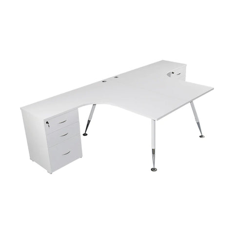 Image of Fleet 2 Person Back to Back Corner Workstation Desk With Drawers