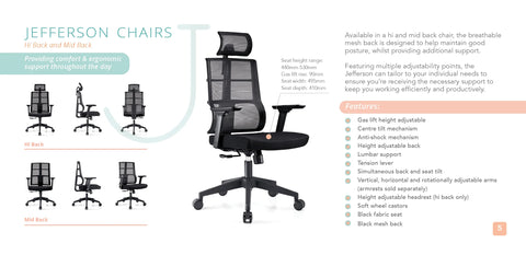 Image of Jefferson Mid Back Mesh Ergonomic Office Chair