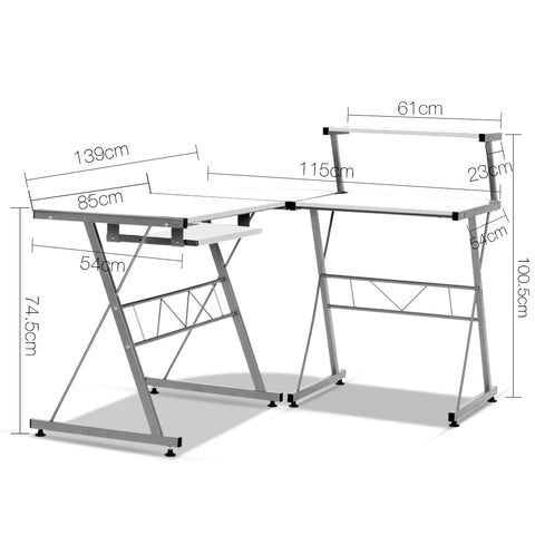 Image of Corner L Shape Metal Pull Out Table Office Study Desk - Buy Online Now At Active Offices