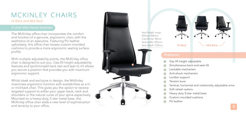 Image of McKinley Ergonomic Executive High Back PU Leather Chair Office Boardroom
