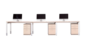 Oblique 3 Person Straight Height Adjustable Standing Workstation Desk