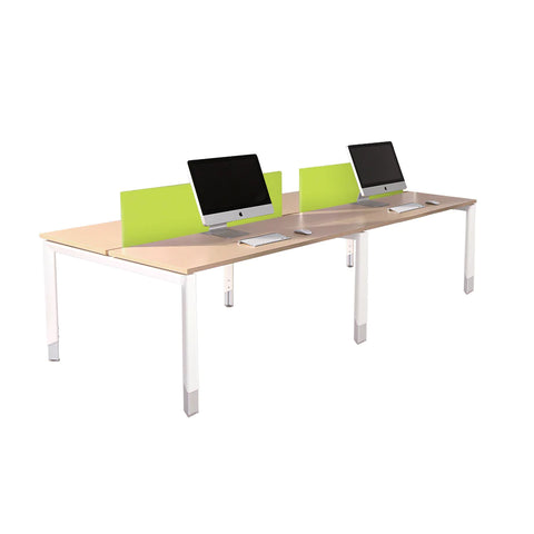 Image of Oblique 4 Person Corner Workstation Desk - 2 Drawer & File drawer fixed Pedestal package