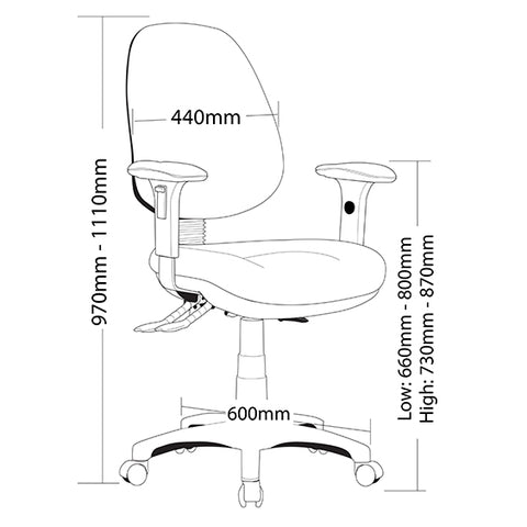 Image of Ergonomic P350 Task Office Chair Level 6 AFRDI Tested - Buy Online Now At Active Offices