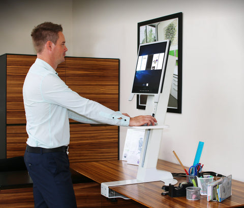 Image of Powerlator Electric Sit Stand desk attachment for Office Or Home use