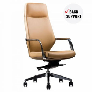 Beige PU Leather High Back Executive Office Chair