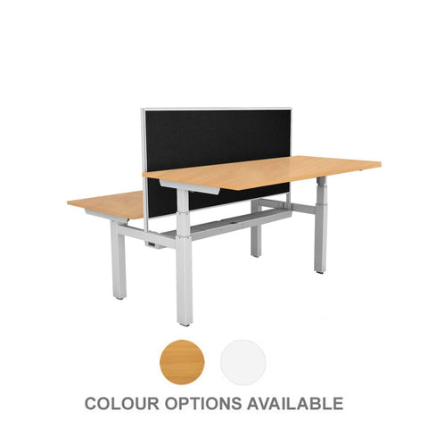 Image of Rapid Back to Back Double Electric Height Adjustable Standing Desks with Privacy Screen - Buy Online Now At Active Offices