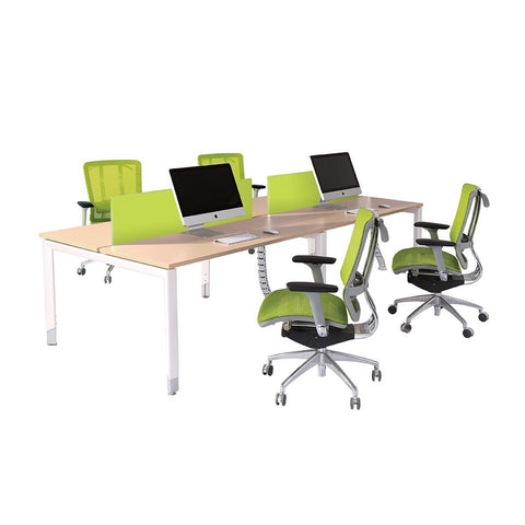 Image of Oblique Height Adjustable 4 Person Back to Back Office Working Desk - Buy Online Now At Active Offices