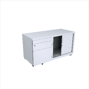 Mobile Caddy 2 Drawer & 1 File Drawer with Tambour cupboard White - Buy Online Now At Active Offices